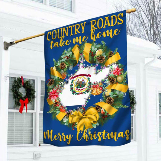 Christmas Flag, West Virginia Merry Christmas Country Roads Take Me Home Flag, Christmas Garden Flags, Christmas Gifts Decor