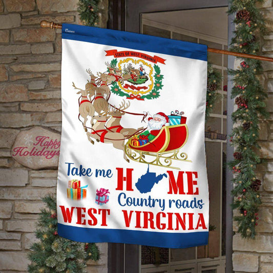 Christmas Flag, West Virginia Take Me Home Country Roads Flag, Christmas Garden Flags, Christmas Gifts Decor