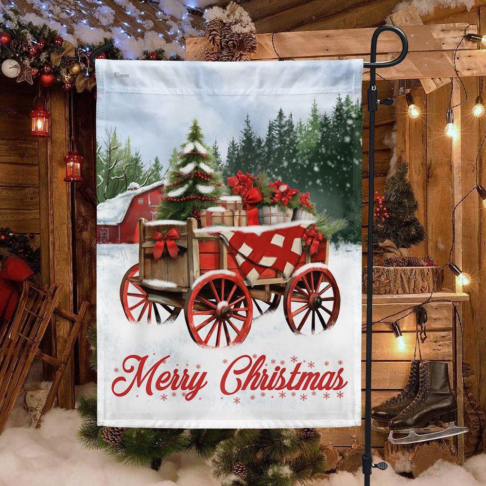 Christmas Flag, Winter Wagon Christmas Flag, Christmas Garden Flags, Christmas Gifts Decor