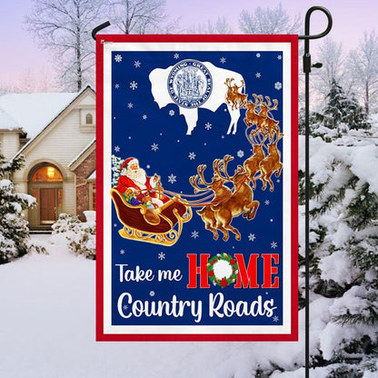 Christmas Flag, Wyoming Take Me Home Country Roads Christmas Santa Claus Flag, Christmas Garden Flags, Christmas Gifts Decor