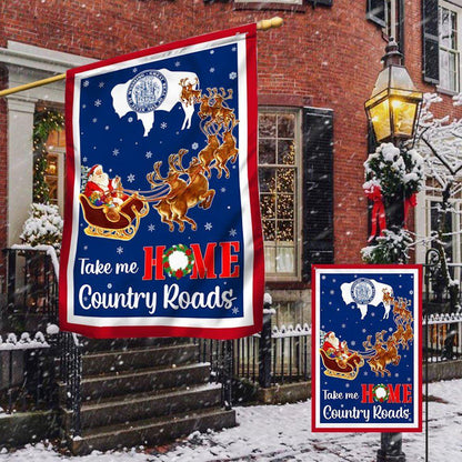 Christmas Flag, Wyoming Take Me Home Country Roads Christmas Santa Claus Flag, Christmas Garden Flags, Christmas Gifts Decor