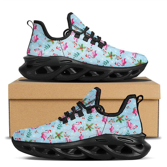 Christmas Flamingo Pink Print Pattern Black Max Soul Shoes, Christmas Sneakers, Christmas Shoes, Christmas Clunky Sneaker