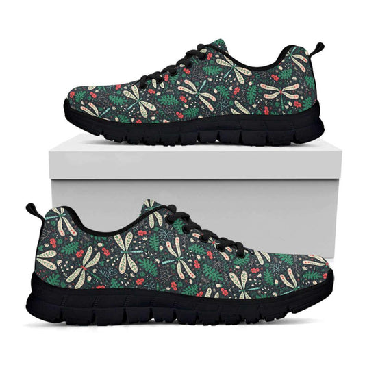 Christmas Floral Dragonfly Pattern Print Shoes Sneaker, Christmas Shoes, Chistmas Sneaker, Christmas Running Shoes