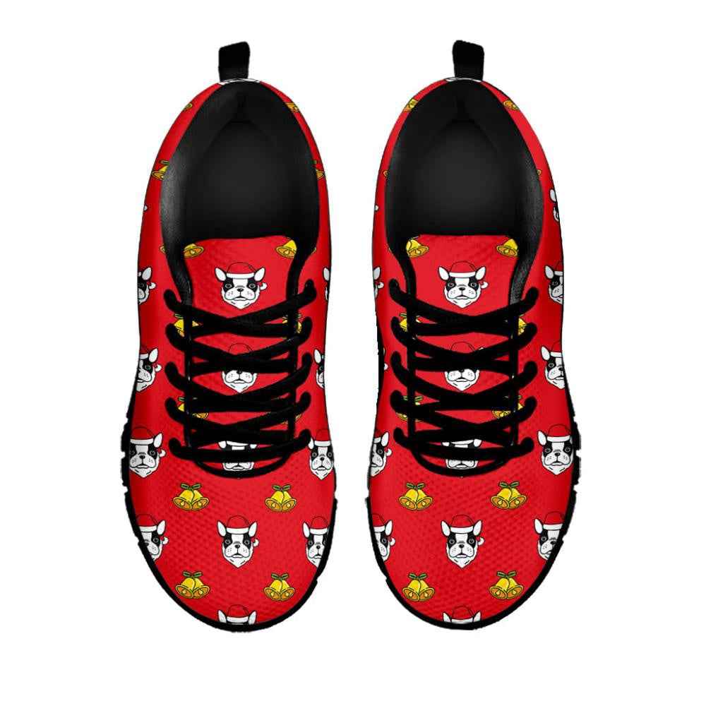 Christmas French Bulldog Santa Print Shoes Sneaker, Christmas Shoes, Chistmas Sneaker, Christmas Running Shoes