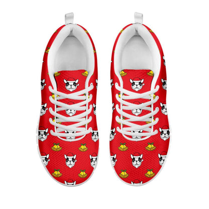 Christmas French Bulldog Santa Print Shoes Sneaker, Christmas Shoes, Chistmas Sneaker, Christmas Running Shoes