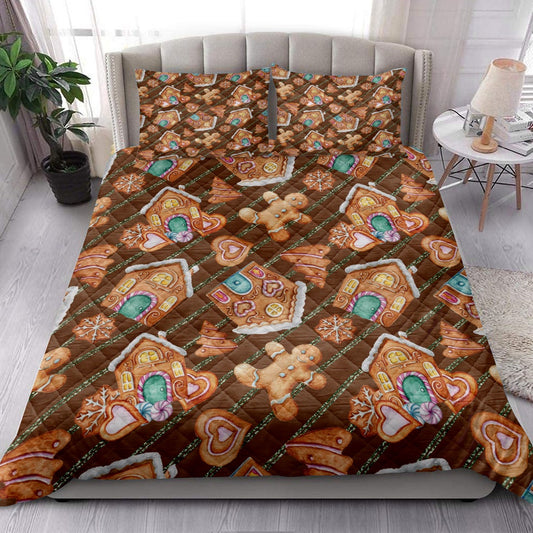 Christmas Gingerbread Ho Use Cookies Winter Holiday Bedding Set, Christmas Beddings, Xmas Bedding Sets