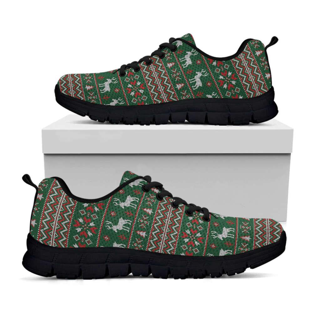 Christmas Holiday Knitted Pattern Print Shoes Sneaker, Christmas Shoes, Chistmas Sneaker, Christmas Running Shoes