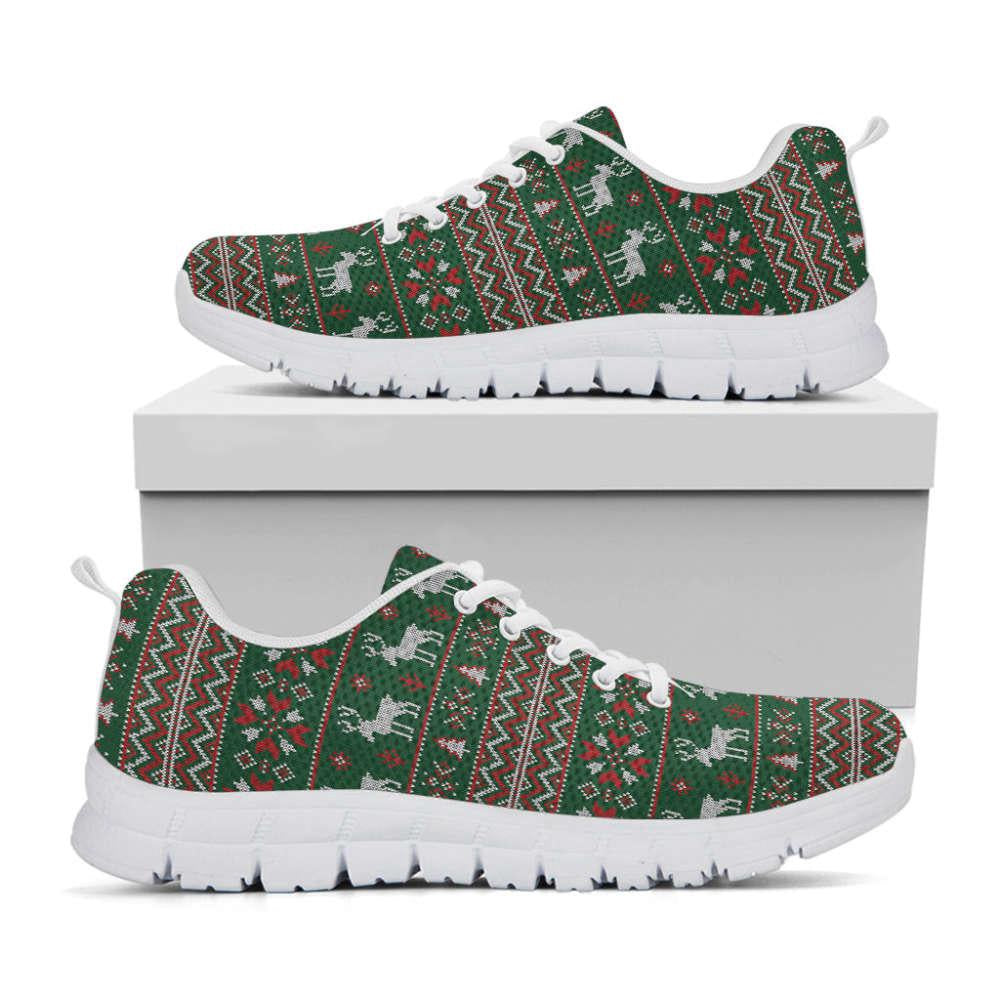 Christmas Holiday Knitted Pattern Print Shoes Sneaker, Christmas Shoes, Chistmas Sneaker, Christmas Running Shoes