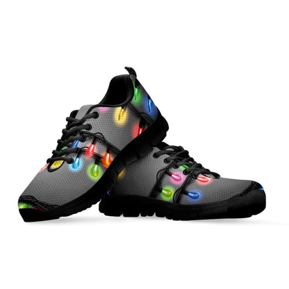 Christmas Holiday Lights Print Shoes Sneaker, Christmas Shoes, Chistmas Sneaker, Christmas Running Shoes