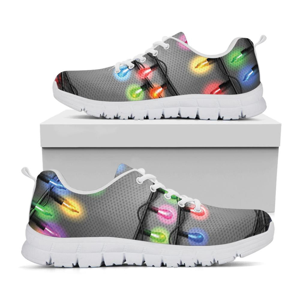 Christmas Holiday Lights Print Shoes Sneaker, Christmas Shoes, Chistmas Sneaker, Christmas Running Shoes