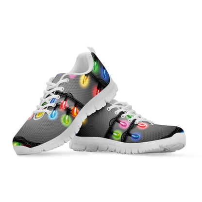 Christmas Holiday Lights Print Shoes Sneaker, Christmas Shoes, Chistmas Sneaker, Christmas Running Shoes