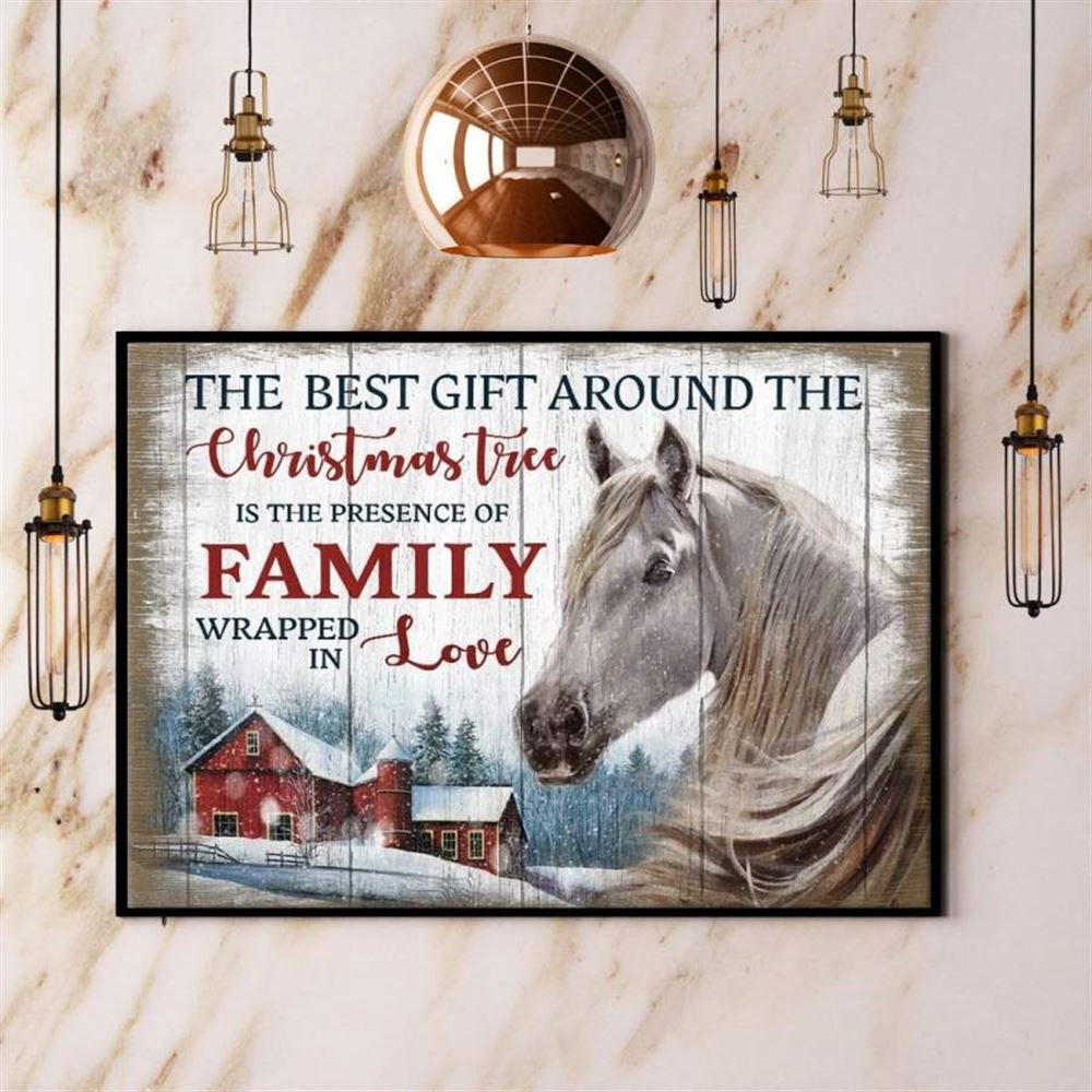 Christmas Horse The Best Gift Around The Christmas Tree Is The Family Farmhouse Winter Canvas, Farm Canvas, Farm Gift, Farm Home Decor