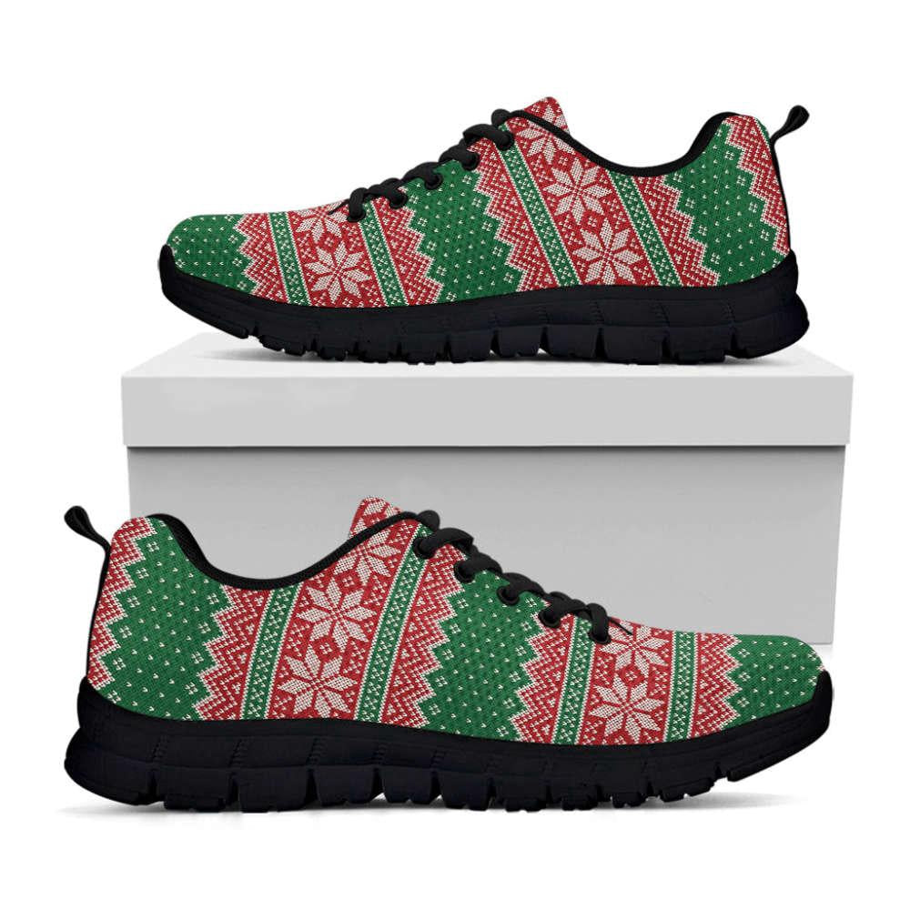 Christmas Knitted Pattern Print Shoes Sneaker, Christmas Shoes, Chistmas Sneaker, Christmas Running Shoes