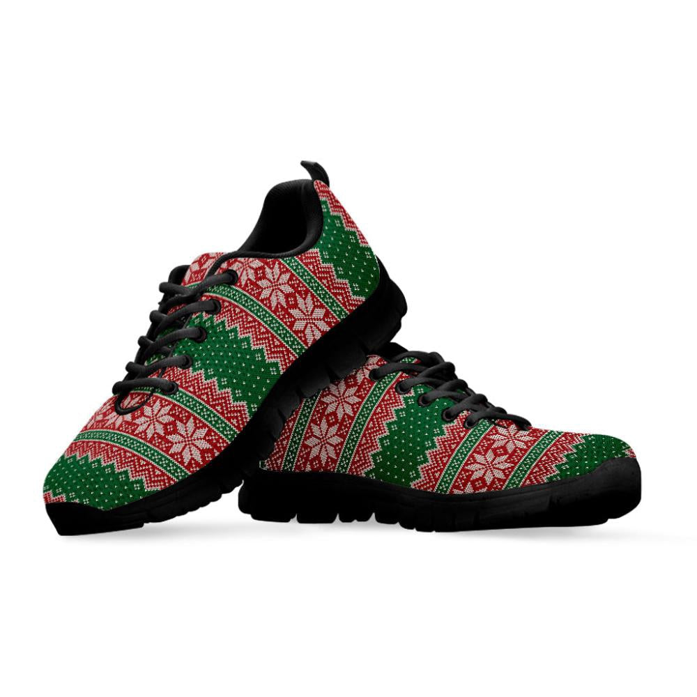 Christmas Knitted Pattern Print Shoes Sneaker, Christmas Shoes, Chistmas Sneaker, Christmas Running Shoes