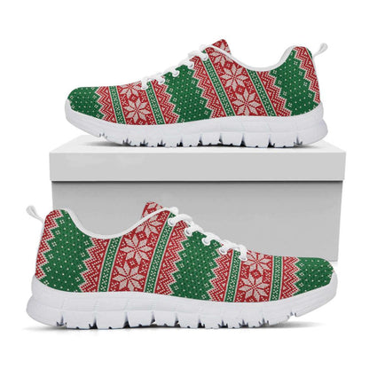 Christmas Knitted Pattern Print Shoes Sneaker, Christmas Shoes, Chistmas Sneaker, Christmas Running Shoes