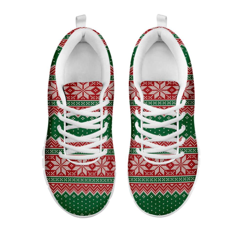 Christmas Knitted Pattern Print Shoes Sneaker, Christmas Shoes, Chistmas Sneaker, Christmas Running Shoes