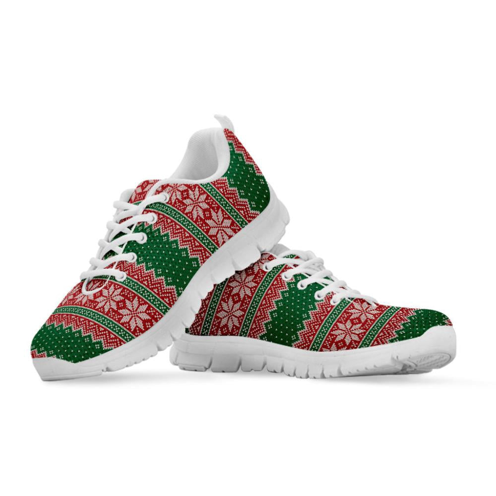 Christmas Knitted Pattern Print Shoes Sneaker, Christmas Shoes, Chistmas Sneaker, Christmas Running Shoes