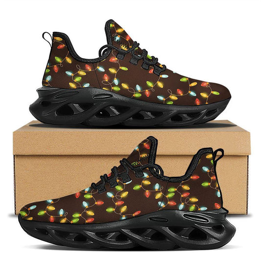 Christmas Lights Print Pattern Black Max Soul Shoes, Christmas Sneakers, Christmas Shoes, Christmas Clunky Sneaker