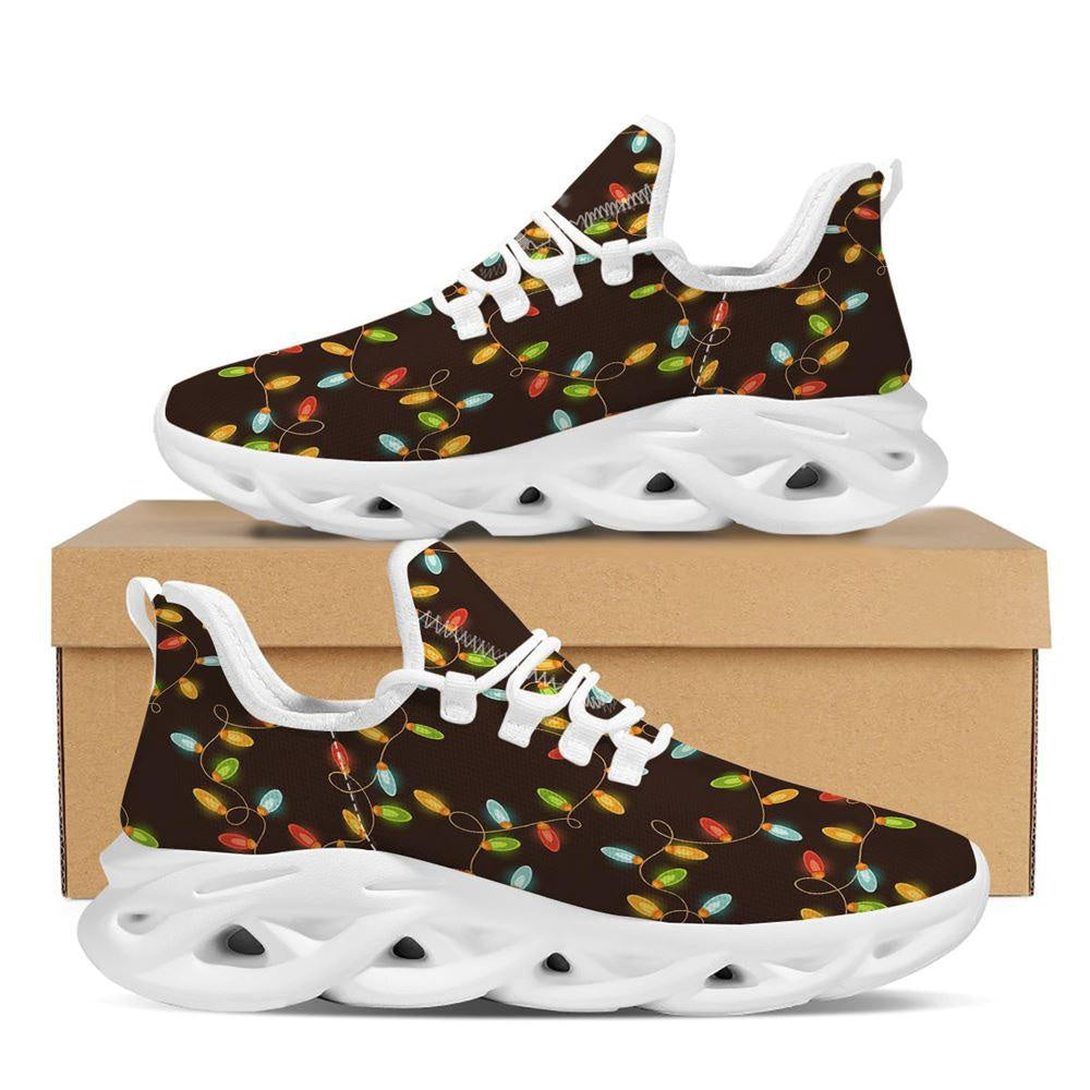 Christmas Lights Print Pattern White Max Soul Shoes, Christmas Sneakers, Christmas Shoes, Christmas Clunky Sneaker