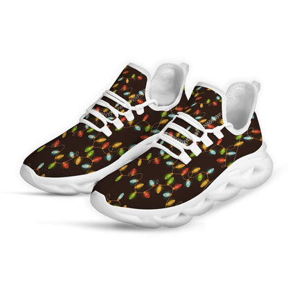 Christmas Lights Print Pattern White Max Soul Shoes, Christmas Sneakers, Christmas Shoes, Christmas Clunky Sneaker