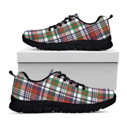 Christmas Madras Plaid Print Shoes Sneaker, Christmas Shoes, Chistmas Sneaker, Christmas Running Shoes