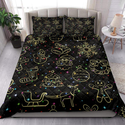 Christmas Neon Light Winter Holidaymass Bedding Set, Christmas Beddings, Xmas Bedding Sets