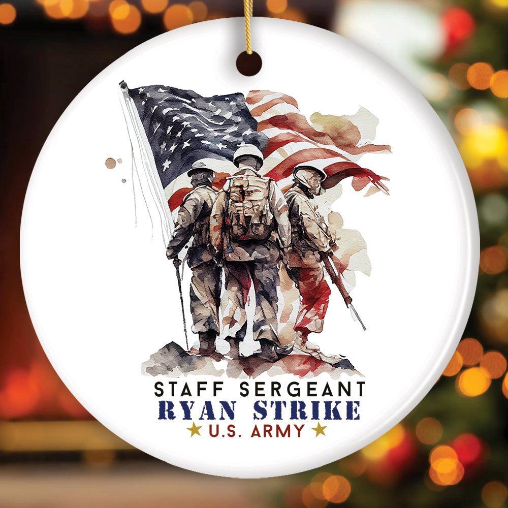 Christmas Ornament, Personalized U.S. Army Staff Sergeant Ornament, Custom Gift for Military Veteran