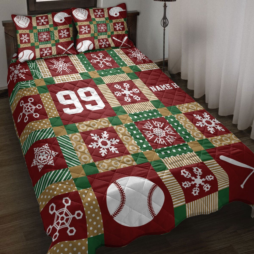 Christmas Patchwork Baseball Xmas Bedding Set, Christmas Beddings, Xmas Bedding Sets