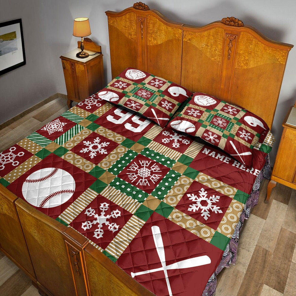Christmas Patchwork Baseball Xmas Bedding Set, Christmas Beddings, Xmas Bedding Sets