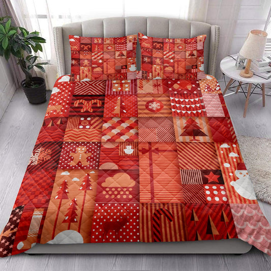 Christmas Patchwork Gingerbread Snowflakemas Tree Bedding Set, Christmas Beddings, Xmas Bedding Sets
