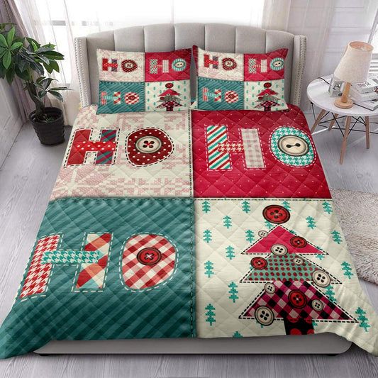 Christmas Patchwork Ho-Ho-Ho Winter Holidaymass Bedding Set, Christmas Beddings, Xmas Bedding Sets