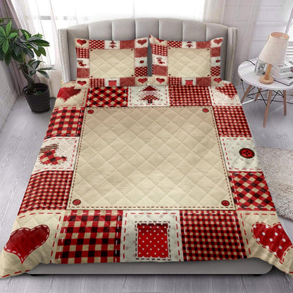 Christmas Patchwork Red Plaidmass Bedding Set, Christmas Beddings, Xmas Bedding Sets