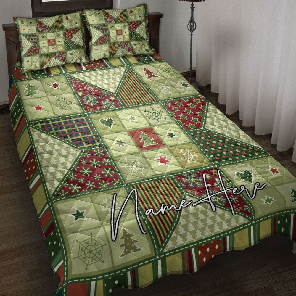 Christmas Patchwork Seamless Xmas Winter Bedding Set, Christmas Beddings, Xmas Bedding Sets