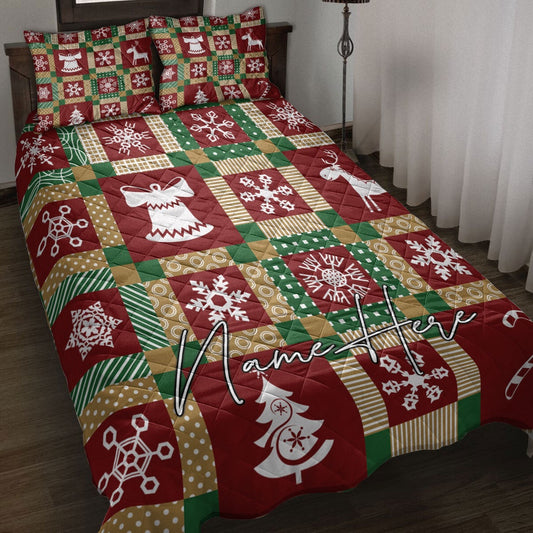 Christmas Patchwork Snowflake Xmas Bedding Set, Christmas Beddings, Xmas Bedding Sets