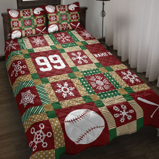 Christmas Patchwork Softball Xmas Bedding Set, Christmas Beddings, Xmas Bedding Sets