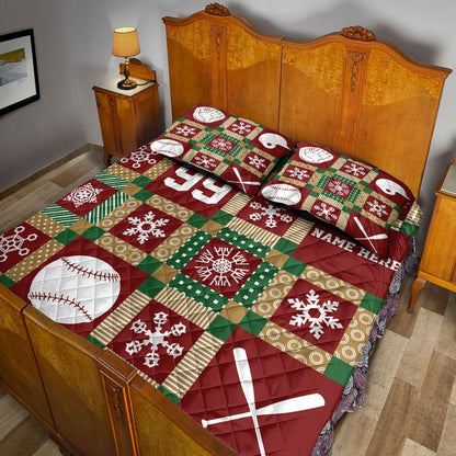 Christmas Patchwork Softball Xmas Bedding Set, Christmas Beddings, Xmas Bedding Sets
