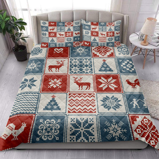 Christmas Patchwork Traditional Ornamentalmass Bedding Set, Christmas Beddings, Xmas Bedding Sets