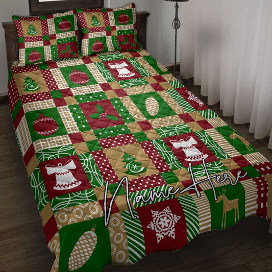Christmas Patchwork Xmas Winter Bedding Set, Christmas Beddings, Xmas Bedding Sets