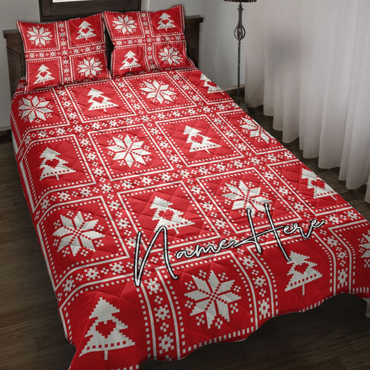 Christmas Pixel Checkered Tree Bedding Set, Christmas Beddings, Xmas Bedding Sets