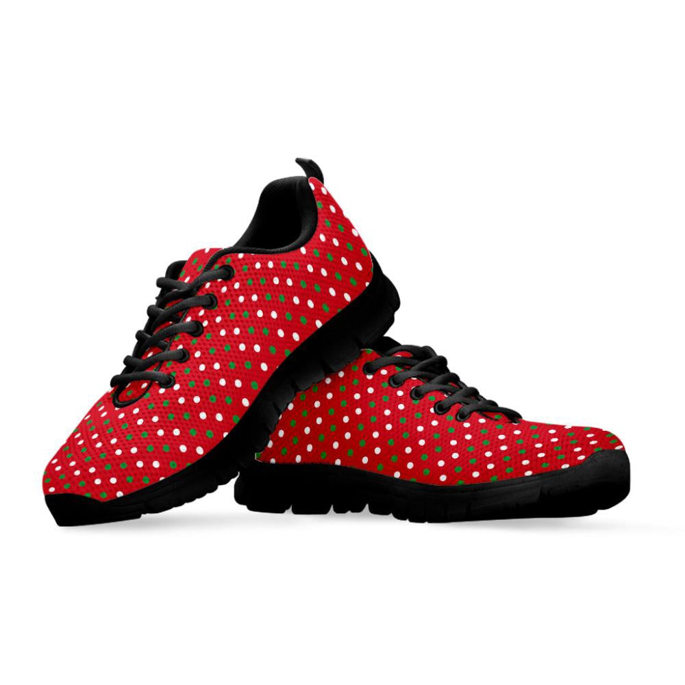 Christmas Polka Dot Pattern Print Shoes Sneaker, Christmas Shoes, Chistmas Sneaker, Christmas Running Shoes