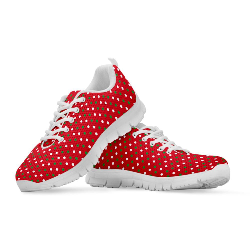 Christmas Polka Dot Pattern Print Shoes Sneaker, Christmas Shoes, Chistmas Sneaker, Christmas Running Shoes