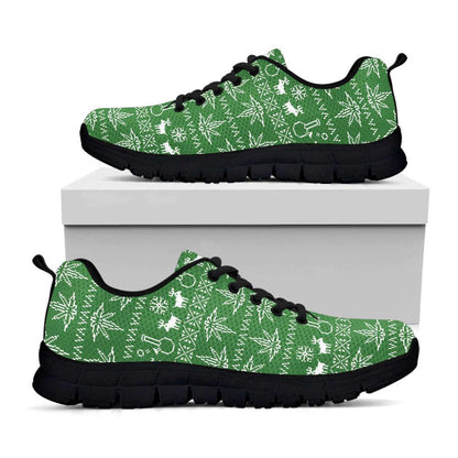 Christmas Pot Leaf Pattern Print Shoes Sneaker, Christmas Shoes, Chistmas Sneaker, Christmas Running Shoes