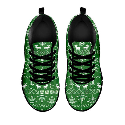 Christmas Pot Leaf Pattern Print Shoes Sneaker, Christmas Shoes, Chistmas Sneaker, Christmas Running Shoes