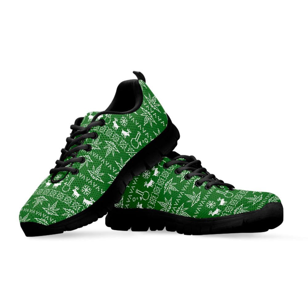 Christmas Pot Leaf Pattern Print Shoes Sneaker, Christmas Shoes, Chistmas Sneaker, Christmas Running Shoes