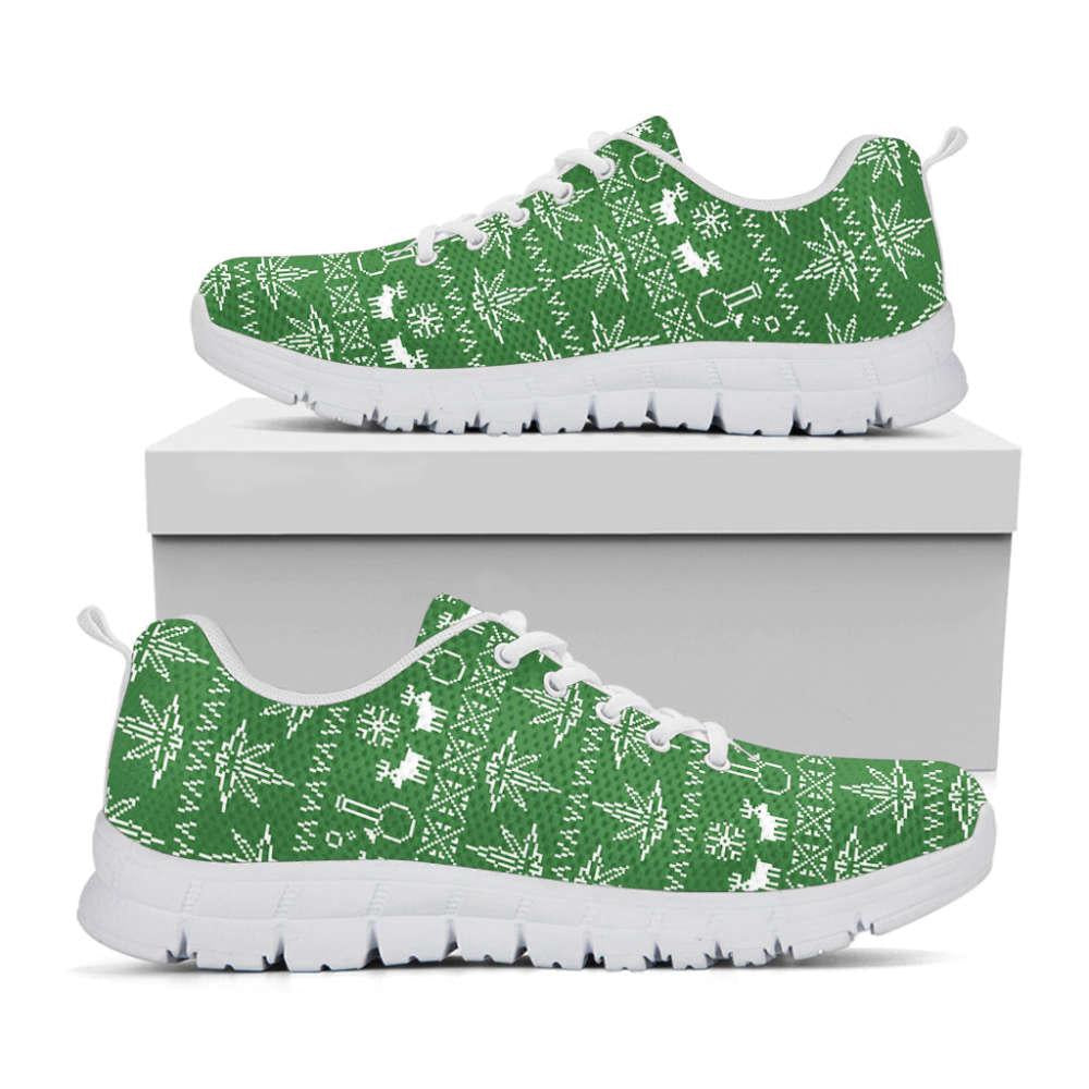 Christmas Pot Leaf Pattern Print Shoes Sneaker, Christmas Shoes, Chistmas Sneaker, Christmas Running Shoes