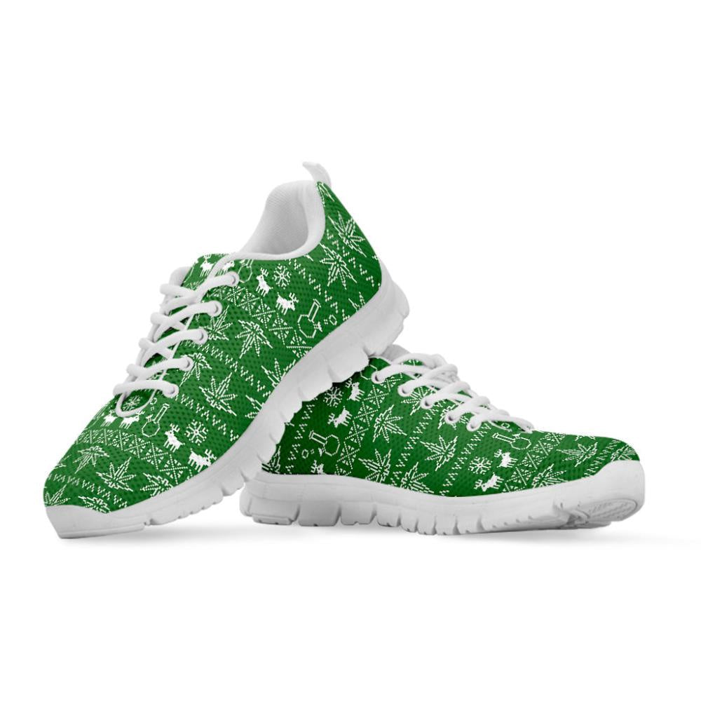 Christmas Pot Leaf Pattern Print Shoes Sneaker, Christmas Shoes, Chistmas Sneaker, Christmas Running Shoes