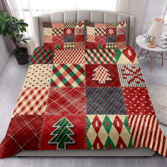 Christmas Quilting Red Plaid Xmas Holidays Bedding Set, Christmas Beddings, Xmas Bedding Sets