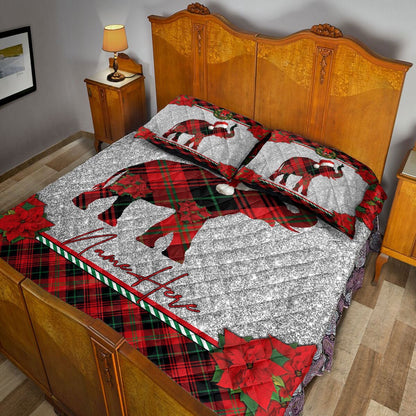 Christmas Red Plaid Elephant Santa Hat Xmas Bedding Set, Christmas Beddings, Xmas Bedding Sets