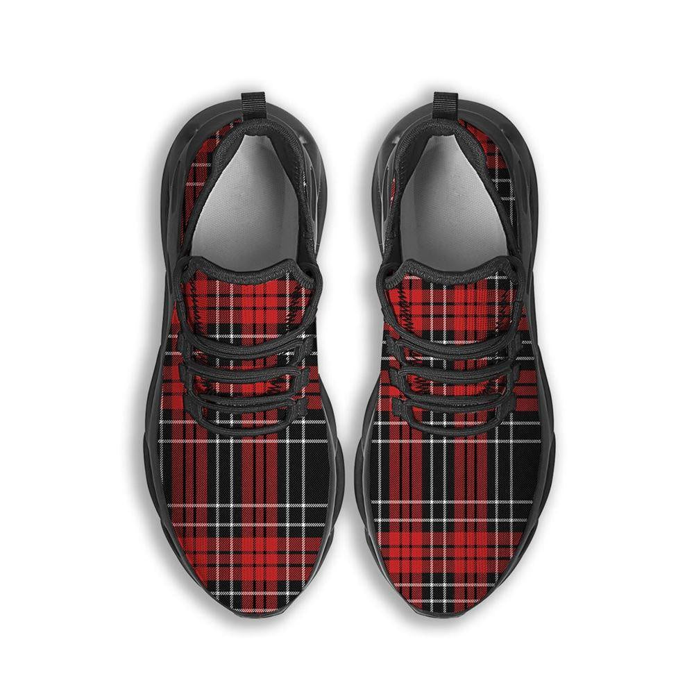 Christmas Red Plaid Scottish Black Max Soul Shoes, Christmas Sneakers, Christmas Shoes, Christmas Clunky Sneaker