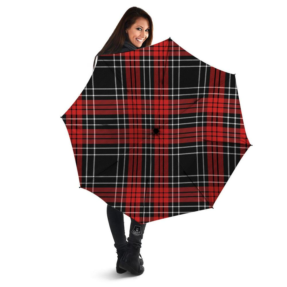 Christmas Red Plaid Scottish Umbrella, Christmas Umbrella, Xmas Umbrella